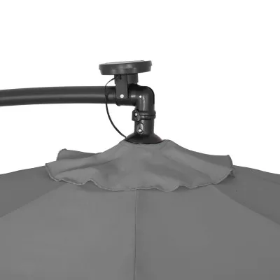 Záhradný slnečník s ľad osvetlením 290 cm, šedý SPRINGOS ATENA GU0046