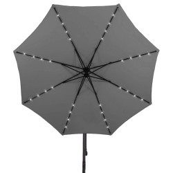 Záhradný slnečník s ľad osvetlením 290 cm, šedý SPRINGOS ATENA GU0046