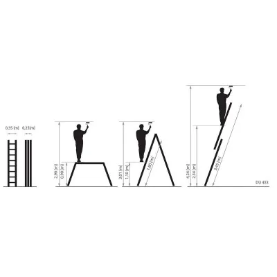 Multifunkčný rebrík 4x3 priečky DRABEST DU4x3 HOME 150 kg
