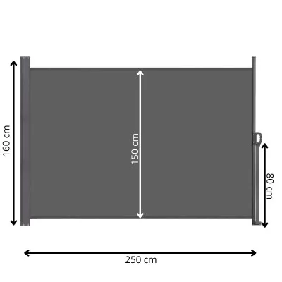 Bočná výsuvná markíza 250x160 cm SPRINGOS AW0001 antracitová
