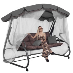 Záhradná hojdačka 4-miestna SPRINGOS DIANA GS0032, hnedá