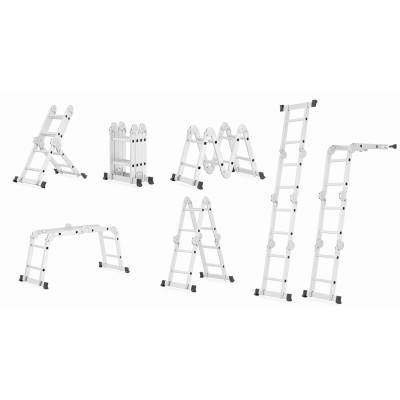 Multifunkčný kĺbový rebrík 4x2 priečky + plošina HIGHER ML-102A PRO