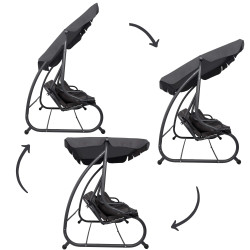 Záhradná hojdačka SPRINGOS BOHEMA 4-miestna, tmavo šedá