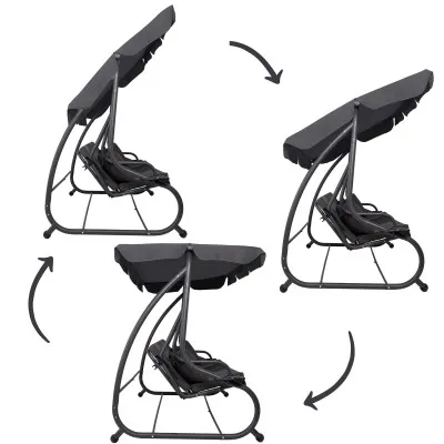 Záhradná hojdačka SPRINGOS BOHEMA 4-miestna, tmavo šedá