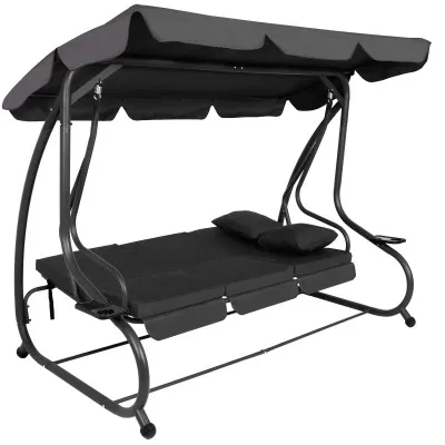 Záhradná hojdačka SPRINGOS BOHEMA 4-miestna, tmavo šedá