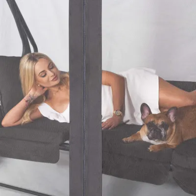 Záhradná hojdačka SPRINGOS BOHEMA 4-miestna, tmavo šedá