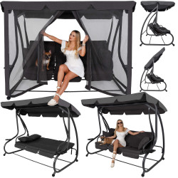 Záhradná hojdačka SPRINGOS BOHEMA 4-miestna, tmavo šedá