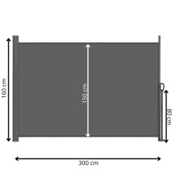 Bočná výsuvná markíza 300x160 cm SPRINGOS AW0002 antracitová