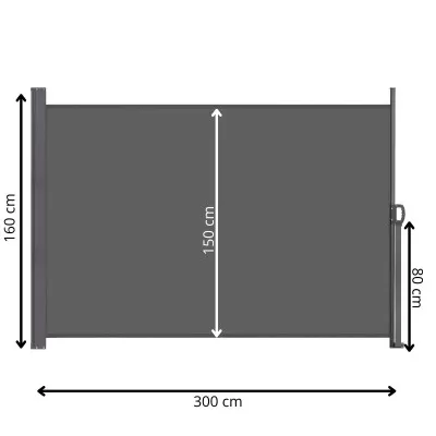 Bočná výsuvná markíza 300x160 cm SPRINGOS AW0002 antracitová