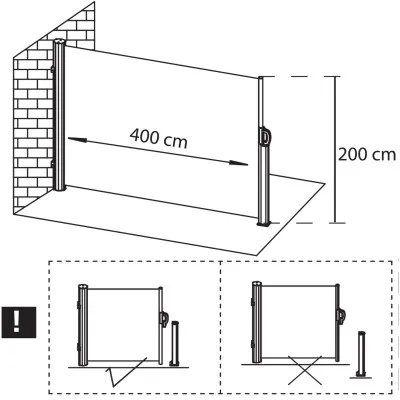 Bočná výsuvná markíza 400x200 cm SPRINGOS AW0008 antracitová