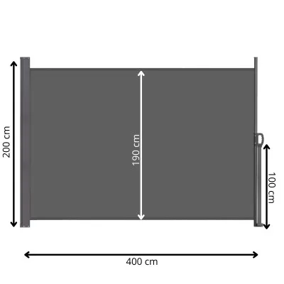 Bočná výsuvná markíza 400x200 cm SPRINGOS AW0008 antracitová