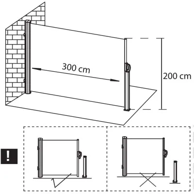 Bočná výsuvná markíza 300x200 cm SPRINGOS AW0009 antracitová