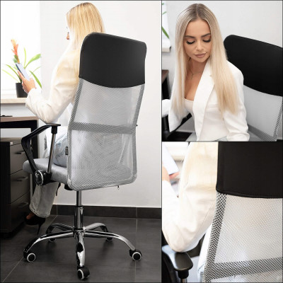 Kancelárska stolička ergonomická SPRINGOS HF0032 šedo-čierna