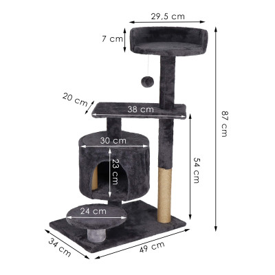 Škrabadlo pre mačky - Domček s loptičkou 5 poschodí 87 cm SPRINGOS PA1036