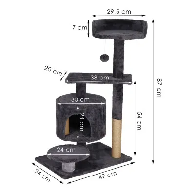 Škrabadlo pre mačky - Domček s loptičkou 5 poschodí 87 cm SPRINGOS PA1036