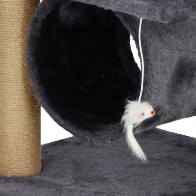 Škrabadlo pre mačky - Domček s tunelom 4 poschodia 62 cm SPRINGOS PA1038