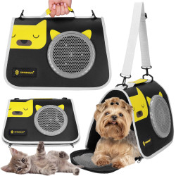 Cestovná taška pre psa / mačku do 10 kg SPRINGOS PA0234 čierno - žltá