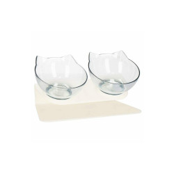 Sada misiek so stojanom 2x13 cm pre psa / mačku biela SPRINGOS