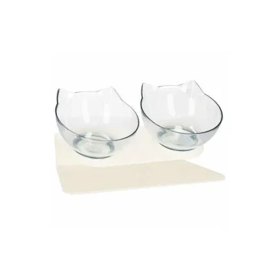 Sada misiek so stojanom 2x13 cm pre psa / mačku biela SPRINGOS