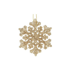 Vianočné ozdoby - Snehové vločky s trblietkami 8cm, zlaté, sada 8ks