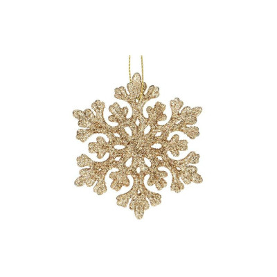 Vianočné ozdoby - Snehové vločky s trblietkami 8cm, zlaté, sada 8ks