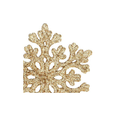 Vianočné ozdoby - Snehové vločky s trblietkami 8cm, zlaté, sada 8ks