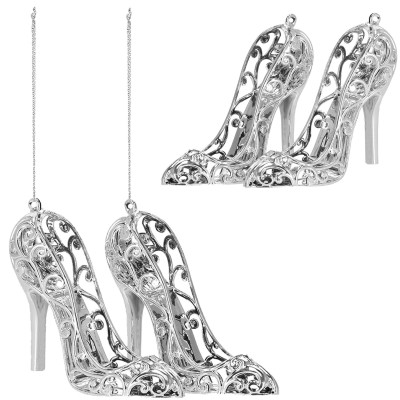 Vianočné ozdoby - Črievičky, strieborná, súprava 2ks