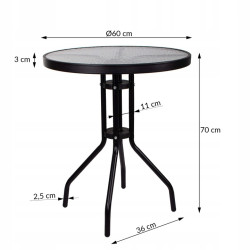 Záhradný stolík 60 cm SPRINGOS BISTRO čierny