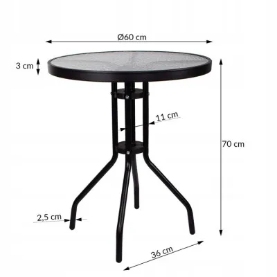 Záhradný stolík 60 cm SPRINGOS BISTRO čierny