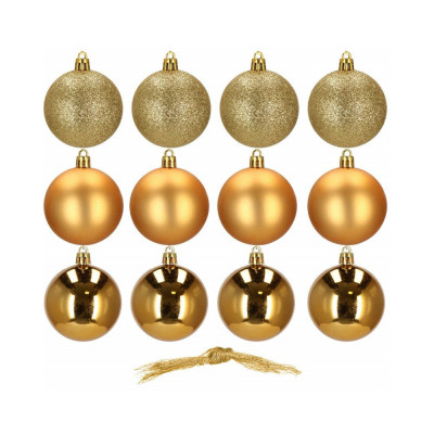 Vianočné banky zlaté mix - 6cm, sada 12ks