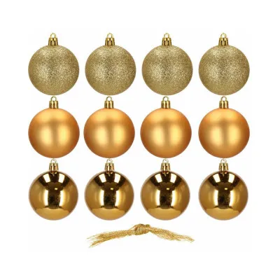 Vianočné banky zlaté mix - 6cm, sada 12ks