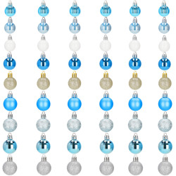 Vianočné banky modro-strieborné mix - 3cm, maxi sada 54ks