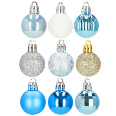 Vianočné banky modro-strieborné mix - 3cm, maxi sada 54ks