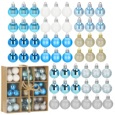 Vianočné banky modro-strieborné mix - 3cm, maxi sada 54ks