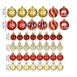 Vianočné banky červeno-zlaté mix - sada 42ks