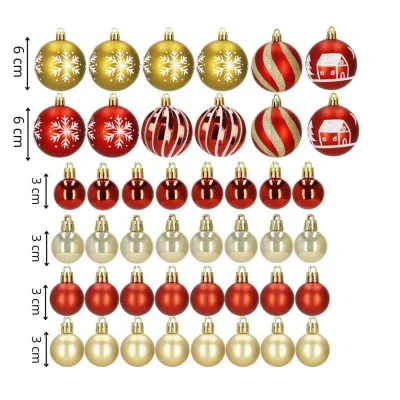 Vianočné banky červeno-zlaté mix - sada 42ks