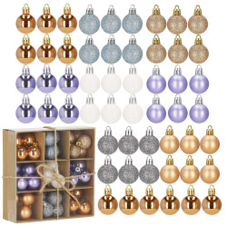 Vianočné banky farebné mix - 3cm, maxi sada 54ks