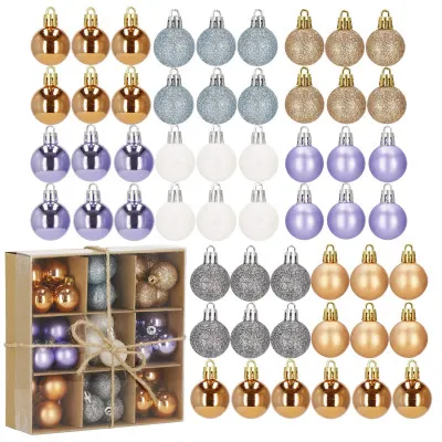 Vianočné banky farebné mix - 3cm, maxi sada 54ks