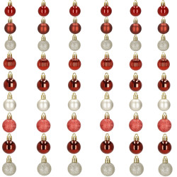 Vianočné banky červeno-zlaté mix - 3cm, maxi sada 54ks