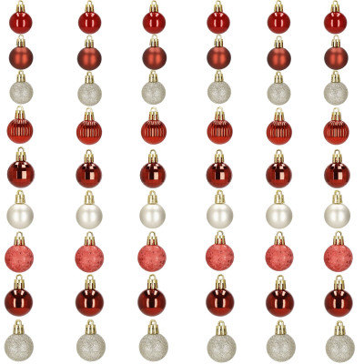 Vianočné banky červeno-zlaté mix - 3cm, maxi sada 54ks