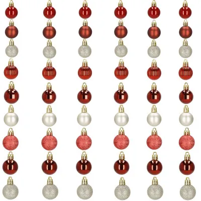 Vianočné banky červeno-zlaté mix - 3cm, maxi sada 54ks