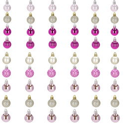 Vianočné banky ružovo-zlaté mix - 3cm, maxi sada 54ks