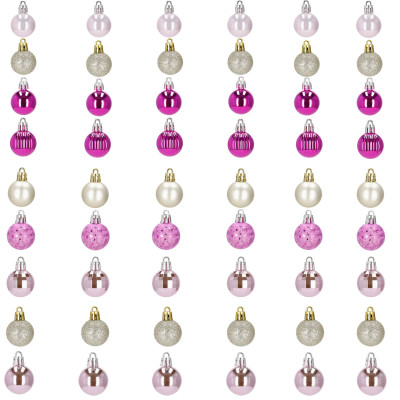 Vianočné banky ružovo-zlaté mix - 3cm, maxi sada 54ks