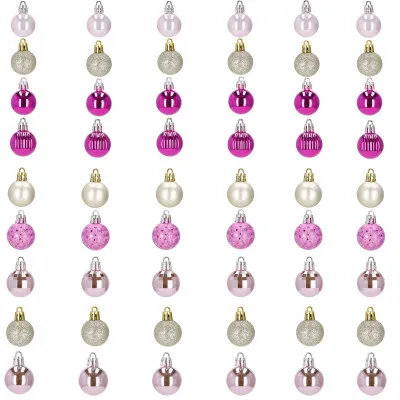 Vianočné banky ružovo-zlaté mix - 3cm, maxi sada 54ks