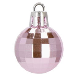 Vianočné banky ružovo-zlaté mix - 3cm, maxi sada 54ks