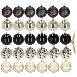 Vianočné banky zlato-čierne mix - 8cm, súprava 30ks