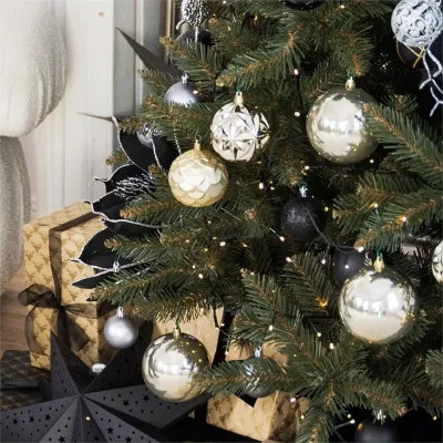 Vianočné banky zlato-čierne mix - 8cm, súprava 30ks