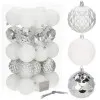 Vianočné banky bielo-strieborné mix - 8cm, sada 30ks