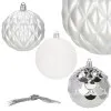 Vianočné banky bielo-strieborné mix - 8cm, sada 30ks