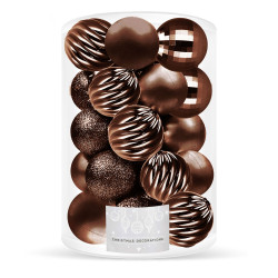 Vianočné banky hnedé mix - 6cm, sada 20ks